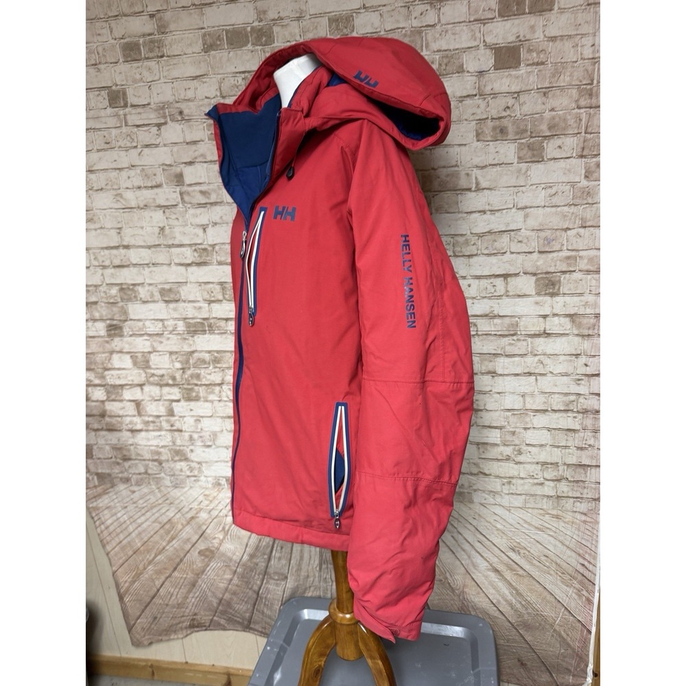 Helly Hansen Ski Jacket Mens Large Red Good RECCO Helly Tech Performance Hooded - Picture 4 of 9